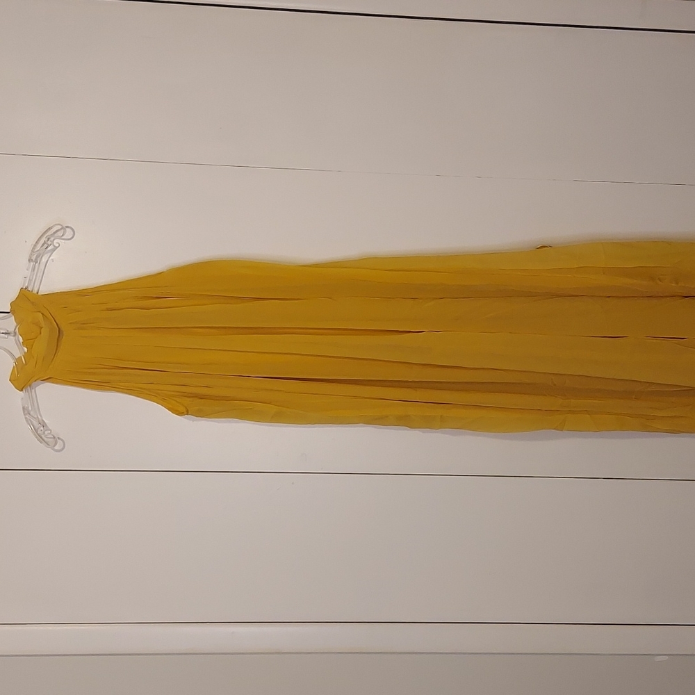 Ashley Stewart Halter Overlay Wide Leg Jumpsuit Size 14 NWT Nugget Gold - Picture 3 of 15